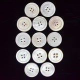 White Four-Hole Shell Buttons - Set of 13
