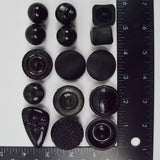 Assorted Chunky Black Buttons - Set of 15