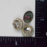 Metal + Glass Crystal Round Buttons - Set of 3