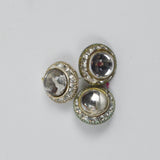 Metal + Glass Crystal Round Buttons - Set of 3