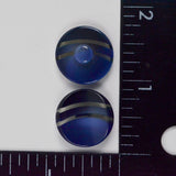 Black + Blue Round Plastic Shank Buttons - Set of 2