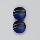 Black + Blue Round Plastic Shank Buttons - Set of 2