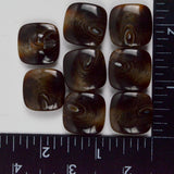 Brown Rounded Square Plastic Shank Buttons - Set of 8