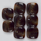 Brown Rounded Square Plastic Shank Buttons - Set of 8