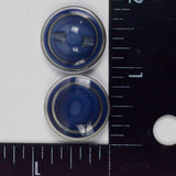Blue + Clear Round Plastic Shank Buttons - Set of 2