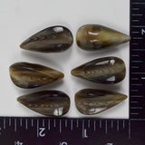 Brown + Gray Teardrop Plastic Shank Buttons - Set of 6
