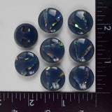 Blue + Glittery Clear Round Plastic Shank Buttons - Set of 8