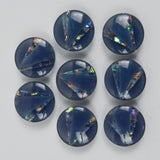 Blue + Glittery Clear Round Plastic Shank Buttons - Set of 8