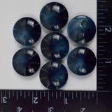 Blue + Glittery Starburst Round Plastic Shank Buttons - Set of 7