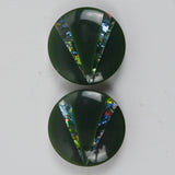 Green + Glittery Clear Plastic Shank Buttons - Set of 2