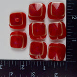 Red + Clear Rounded Square Plastic Shank Buttons - Set of 8