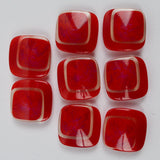 Red + Clear Rounded Square Plastic Shank Buttons - Set of 8