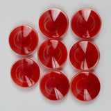 Red + Clear Round Plastic Shank Buttons - Set of 8