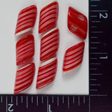 Red + White Candy Cane Stripe Plastic Shank Buttons - Set of 8