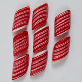 Red + White Candy Cane Stripe Plastic Shank Buttons - Set of 8