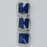 Blue + Clear Rounded Square Plastic Shank Buttons - Set of 3