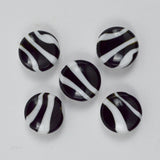 Black + White Striped Plastic Shank Buttons - Set of 5