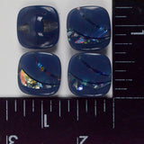 Blue + Glittery Clear Rounded Square Plastic Shank Buttons - Set of 4