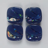 Blue + Glittery Clear Rounded Square Plastic Shank Buttons - Set of 4