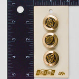 Gold Geometric Shank Buttons on Sears Button Card - Set of 3