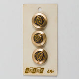 Gold Geometric Shank Buttons on Sears Button Card - Set of 3