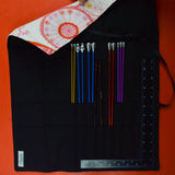 White, Pink + Red Knitting Needle Organizing Roll with Signature Needle Arts Aluminum Needles