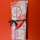 White, Pink + Red Knitting Needle Organizing Roll with Signature Needle Arts Aluminum Needles