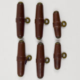 Brown Brass Shank Toggle Buttons - Set of 5