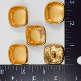 Gold Tone Metal Square Frame Buttons - Set of 5
