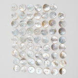 White Round Two-Hole Shell Buttons - Set of 62