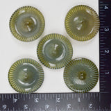 Green Striped Vintage Plastic Shank Buttons - Set of 5