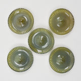 Green Striped Vintage Plastic Shank Buttons - Set of 5