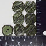 Green Rounded Square Two-Hole Buttons - Set of 7