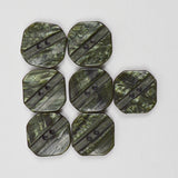 Green Rounded Square Two-Hole Buttons - Set of 7