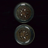 Clear Plastic + Metal Center Round Shank Buttons - Set of 2