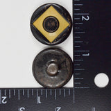 Black + Yellow Round Metal Shank Buttons - Set of 2
