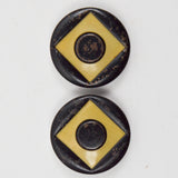 Black + Yellow Round Metal Shank Buttons - Set of 2
