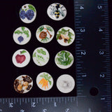 Round Hand-Painted Ceramic Shank Buttons - Set of 11