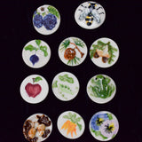 Round Hand-Painted Ceramic Shank Buttons - Set of 11