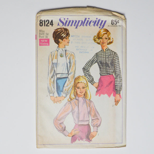 Vintage Simplicity 8124 Misses' Blouses Sewing Pattern Size 14 Default Title