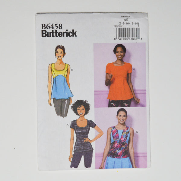 Butterick B6458 Misses' Tops Sewing Pattern Size A5 (6-14) Default Title