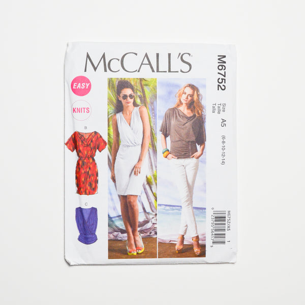 McCall's M6752 Tops + Dresses Sewing Pattern Size A5 (6-14)