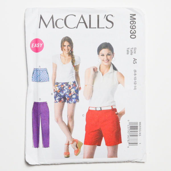 McCall's M6930 Shorts + Pants Sewing Pattern Size A5 (6-14)