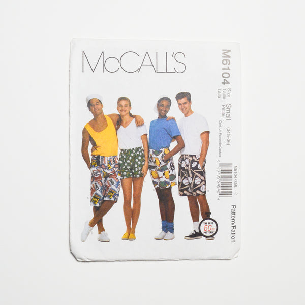 McCall's M6104 Boxer Shorts Sewing Pattern Size Small (34 1/2-35)
