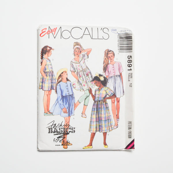 McCall's 5891 Dresses Sewing Pattern Size 12