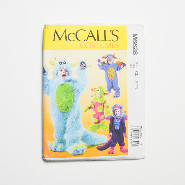 McCall's M6628 Childrens' Monster Costume Sewing Pattern Size CL (6-8)