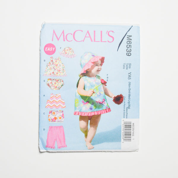 McCall's M6539 Toddler Clothing Sewing Pattern Size YA5 (Newborn-XL)
