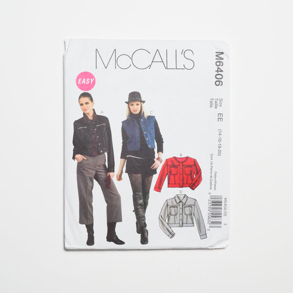 McCall's M6406 Jacket + Vest Sewing Pattern Size EE (14-20)