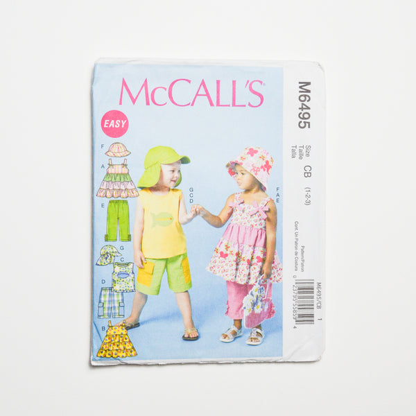 McCall's M6495 Toddler Clothing Sewing Pattern Size CB (1-3)
