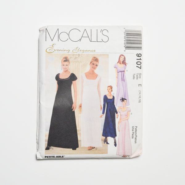McCall's 9107 Empire Dress Sewing Pattern Size E (14-18)